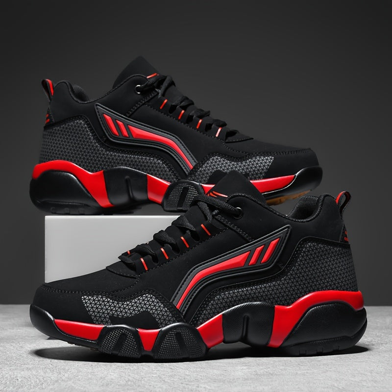 Men'S Lace-Up Sneakers - Thick Cushioned Platform Shoes with Non-Slip Rubber Sole, Low-Top Lace-Up Design in Black/White/Orange Accents - All-Season Walking Shoes for Everyday, Office, Formal Events - Durable Casual Footwear    Home Decor Supply | Online Retail | ShoreShopper.com