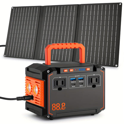 Portable Solar Generator Power Station with 30W Solar Panel & Backup Suitable for Outdoor, RV, Camping, Emergency - 24000mAh USB Portable Bank for CPAP, Laptops, Fans, Lights, for Home Use (Solar Panel Optional)    Home Decor Supply | Online Retail | ShoreShopper.com
