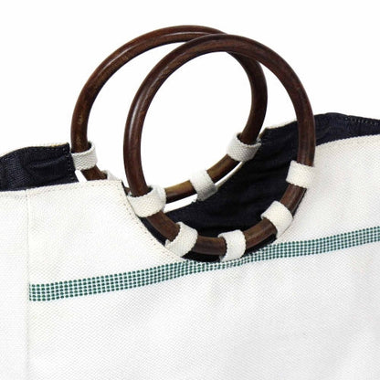 Firehose Wood Handled White Bag    Home Decor Supply | Online Retail | ShoreShopper.com