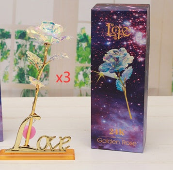 24K Luminous Color Gold Rose Flower Set - ShoreCo.Shop