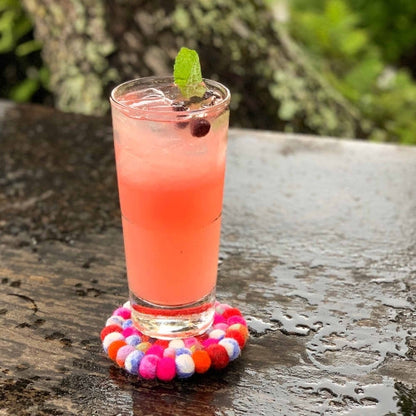 Hand Crafted Felt Ball Coasters from Nepal: 4-pack, Rainbow - Global Groove (T)    Home Decor Supply | Online Retail | ShoreShopper.com