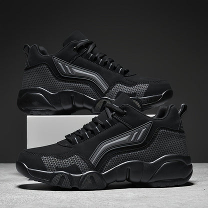 Men'S Lace-Up Sneakers - Thick Cushioned Platform Shoes with Non-Slip Rubber Sole, Low-Top Lace-Up Design in Black/White/Orange Accents - All-Season Walking Shoes for Everyday, Office, Formal Events - Durable Casual Footwear    Home Decor Supply | Online Retail | ShoreShopper.com