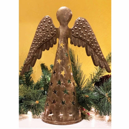 14-inch Metalwork Angel - Wings Down  - Croix des Bouquets (H)    Home Decor Supply | Online Retail | ShoreShopper.com