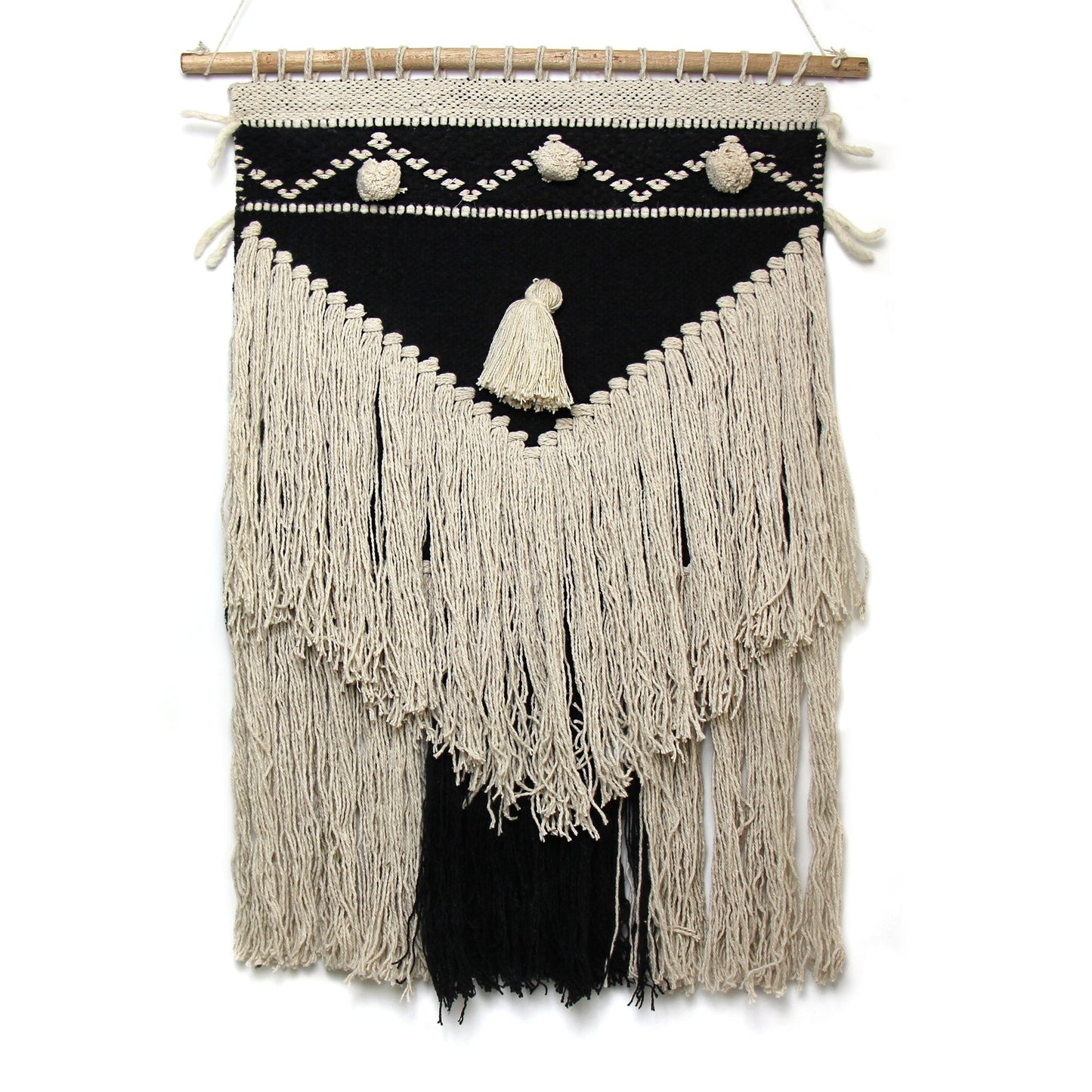 Handwoven Boho Wall Hanging, Charcoal & Cream    Home Decor Supply | Online Retail | ShoreShopper.com