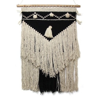 Handwoven Boho Wall Hanging, Charcoal & Cream    Home Decor Supply | Online Retail | ShoreShopper.com