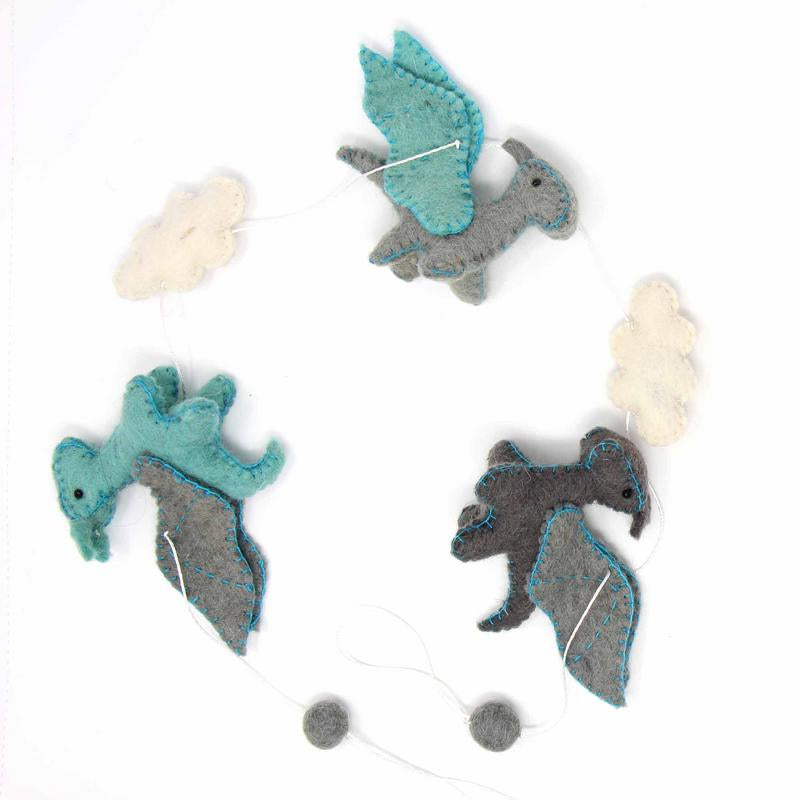 Felt Dragon Garland - Blue Colors - Global Groove    Home Decor Supply | Online Retail | ShoreShopper.com