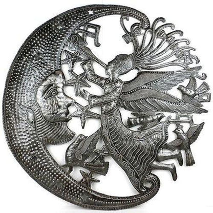Angel and Moon Metal Art - Croix des Bouquets    Home Decor Supply | Online Retail | ShoreShopper.com