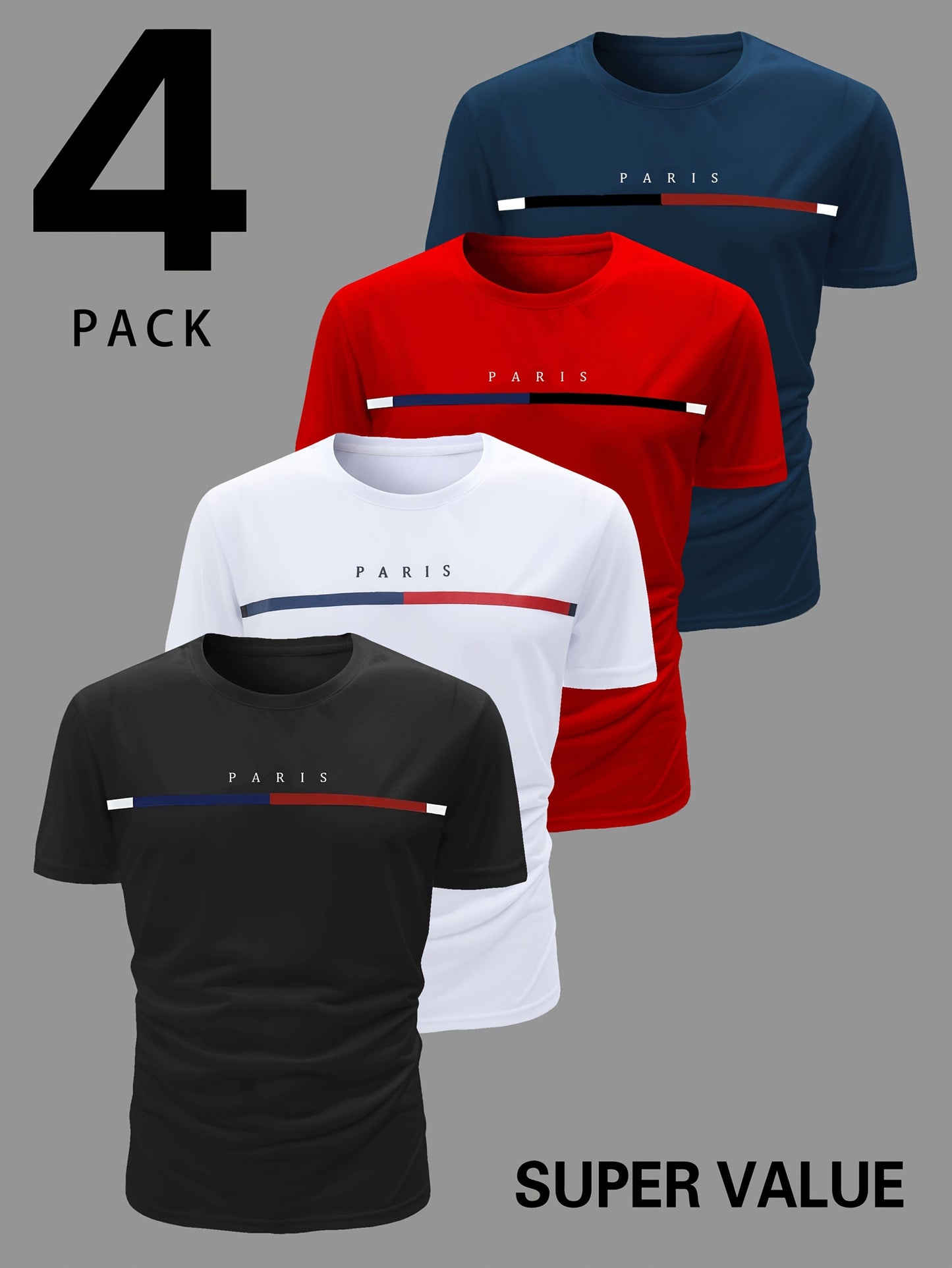 Men's  Paris Short-Sleeve Crew Neck Fitted T-Shirts    Home Decor Supply | Online Retail | ShoreShopper.com