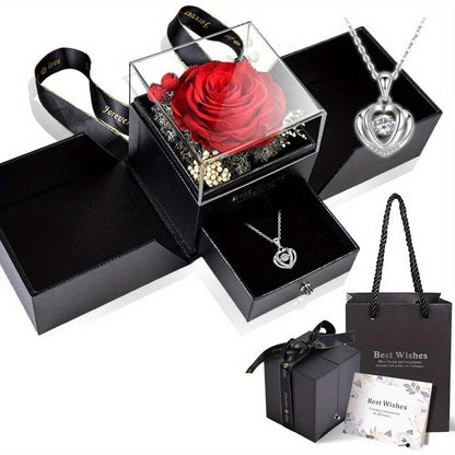 Preserved Real Rose | Perfect Eternal Flowers Rose Gifts with Necklace for Mom, Girlfriend for Mother'S Day, Valentine's, Anniversary, Thanksgiving, or Christmas | Blue Color, Metal Material    Home Decor Supply | Online Retail | ShoreShopper.com