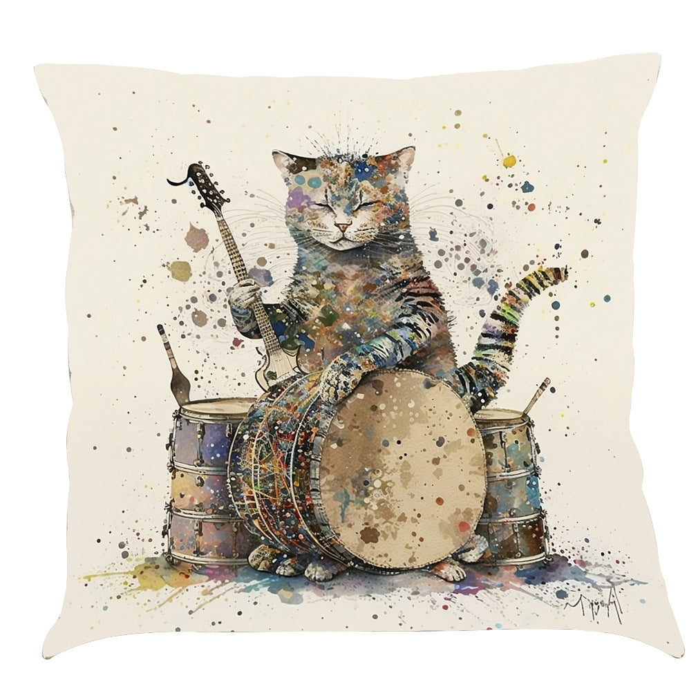 Musical Cats Printed Cotton Linen Pillowcase    Home Decor Supply | Online Retail | ShoreShopper.com