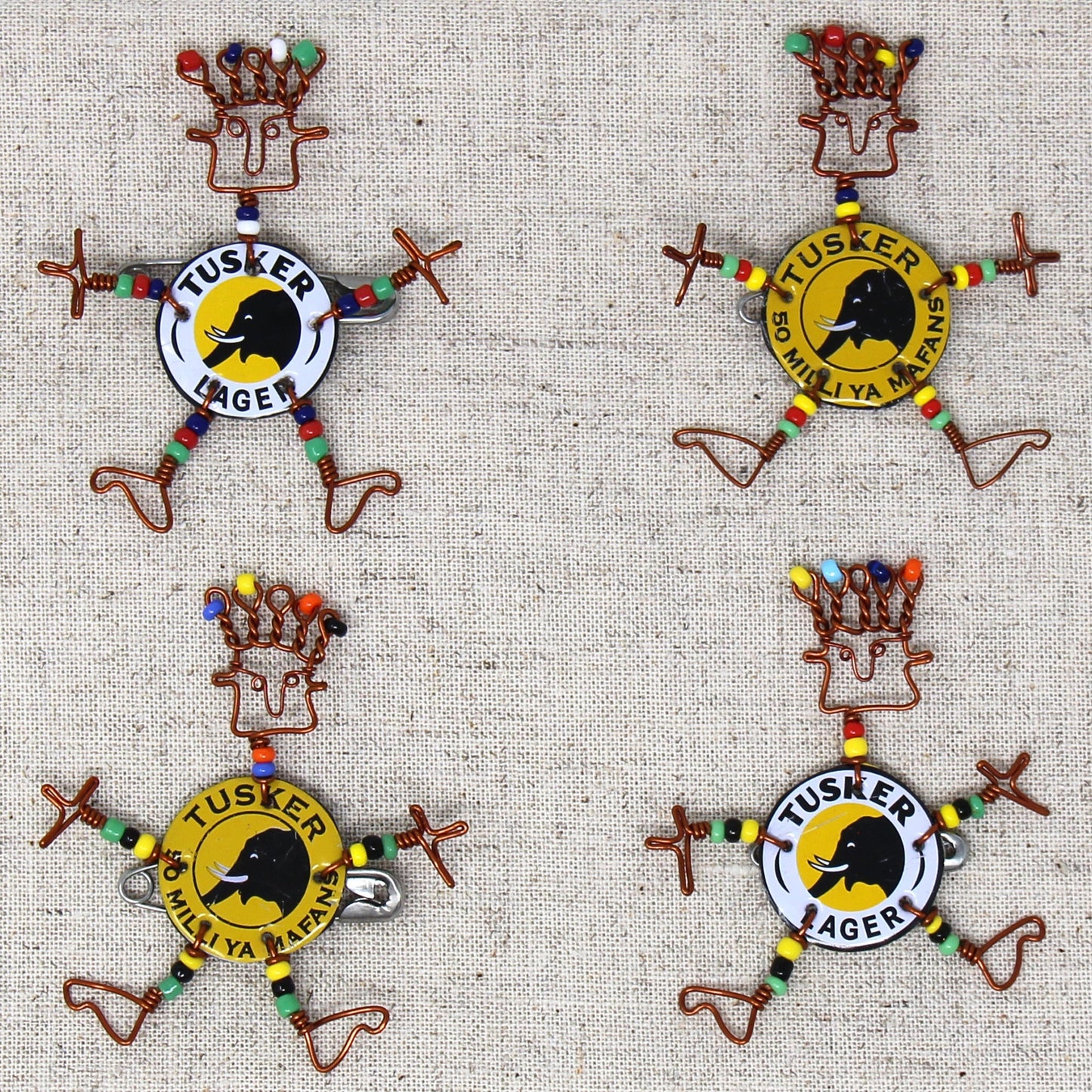 Dancing Girl Tusker Bottle Cap Pin with Beads - Creative Alternatives    Home Decor Supply | Online Retail | ShoreShopper.com
