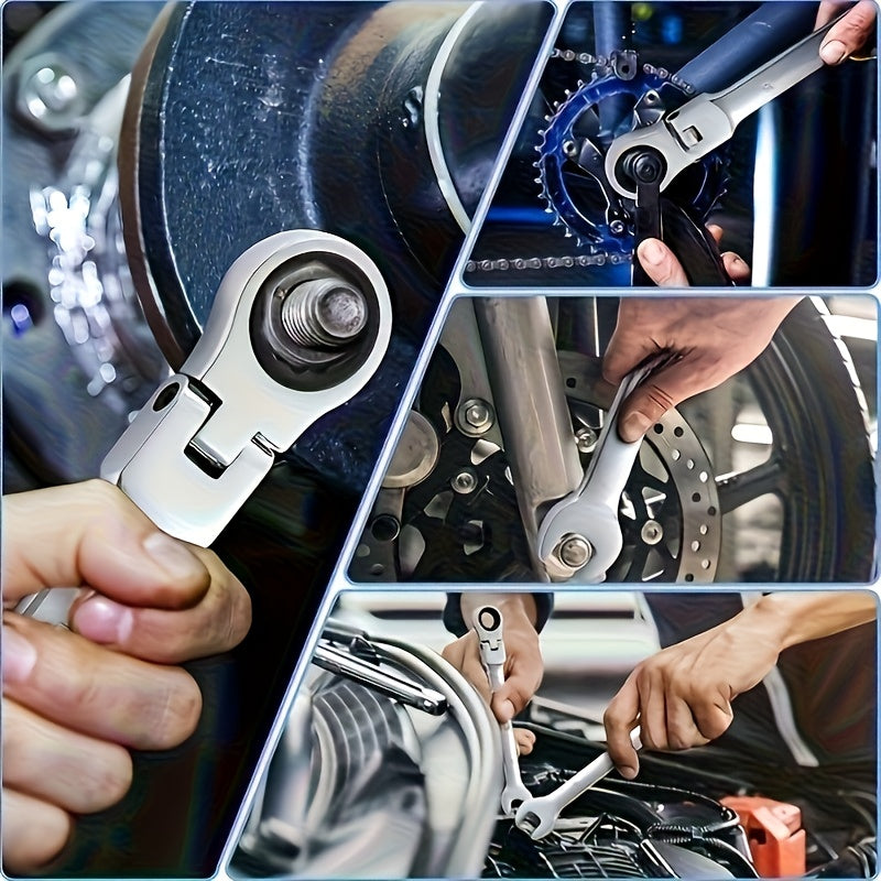 2/10pcs Heavy-duty Industrial 72-tooth Socket Wrenches, Fixed Head and Ratchet Mechanical Tools, 2-in-1 Open and Box Wrenches, Cr-V Structure, Auto Repair, DIY, Professional Tool Kit (compatible with 6&8mm) - ShoreCo.Shop