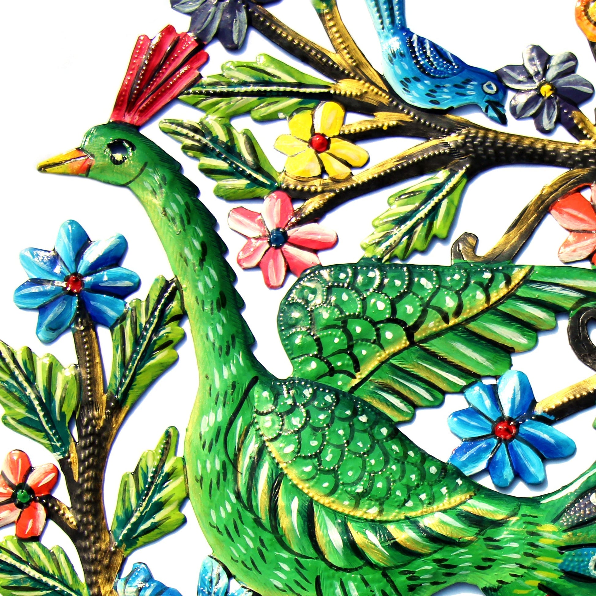 Peacock in Tree Haitian Metal Drum Wall Art    Home Decor Supply | Online Retail | ShoreShopper.com