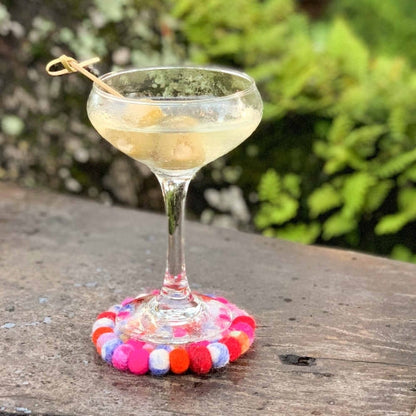 Hand Crafted Felt Ball Coasters from Nepal: 4-pack, Rainbow - Global Groove (T)    Home Decor Supply | Online Retail | ShoreShopper.com