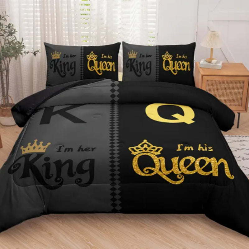 Three Piece Crown English Digital Printed Quilt Cover    Home Decor Supply | Online Retail | ShoreShopper.com