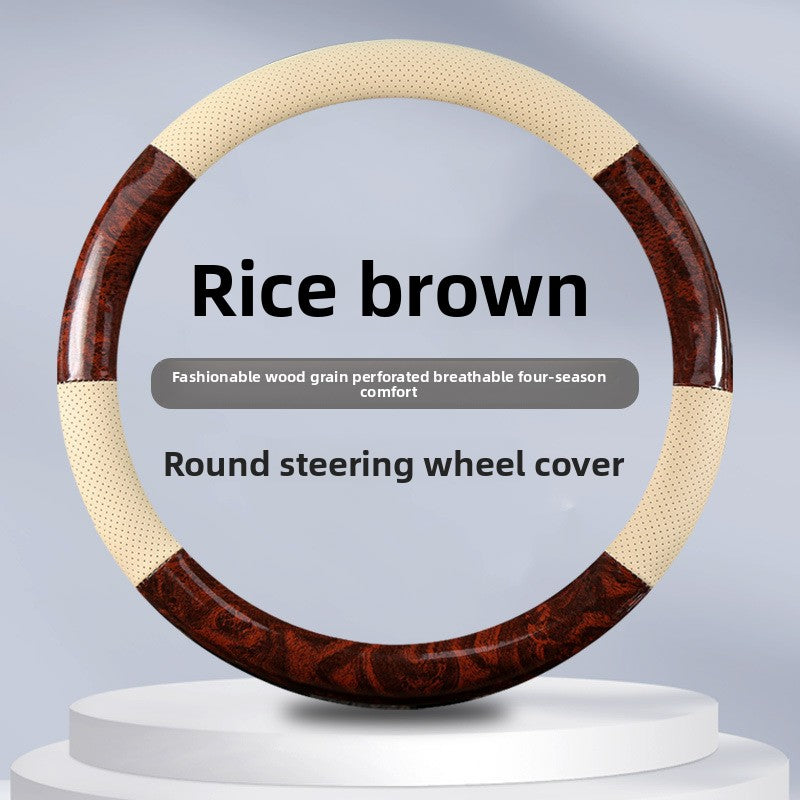 Non-Slip Steering Wheel Cover Compatible for - Breathable Imitation Wood with Red Wood Grain Pattern, Direct Fit Car Steering Grip (No Inner) - Interior Upgrade Wheel Cover    Home Decor Supply | Online Retail | ShoreShopper.com