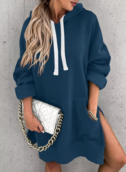 Women's Hooded Sweatshirt With Pockets Fashion Casual Split Mid-length Sweater Drawstring Tops    Home Decor Supply | Online Retail | ShoreShopper.com