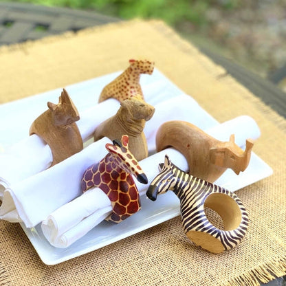 Set of Six Mahogany Wood Animal Napkin Rings - Jedando Handicrafts    Home Decor Supply | Online Retail | ShoreShopper.com