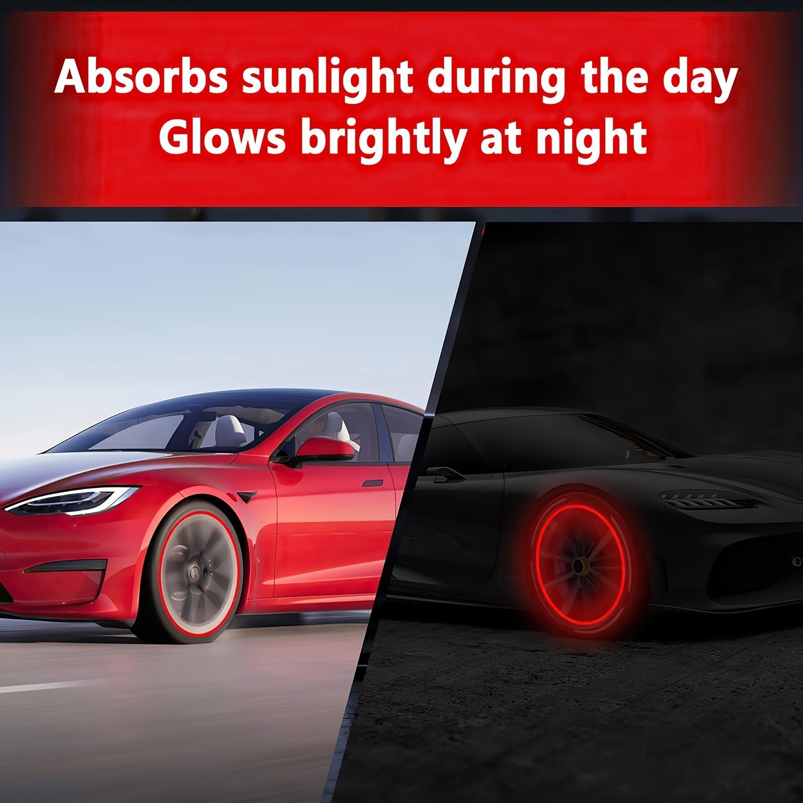 A Collection of Four Glowing Tire Valve Caps Designed to Stop Air from Escaping, Ideal for Vehicles Like Cars, Bikes, And Trucks, Adding a Fashionable Touch    Home Decor Supply | Online Retail | ShoreShopper.com