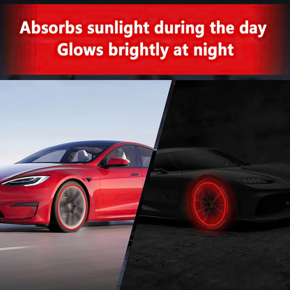 A Collection of Four Glowing Tire Valve Caps Designed to Stop Air from Escaping, Ideal for Vehicles Like Cars, Bikes, And Trucks, Adding a Fashionable Touch    Home Decor Supply | Online Retail | ShoreShopper.com