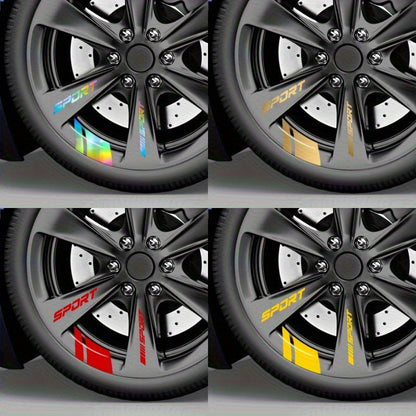 20pcs Reflective Sport Car Wheel Rim Vinyl Stickers - Self-Adhesive Racing Stripe Decals with Glossy Finish, Checkered & Stripe Patterns, Red/ Colors, Irregular Shapes for Night Driving Safety, Easy Application & Removal, Dur    Home Decor Supply | Online Retail | ShoreShopper.com