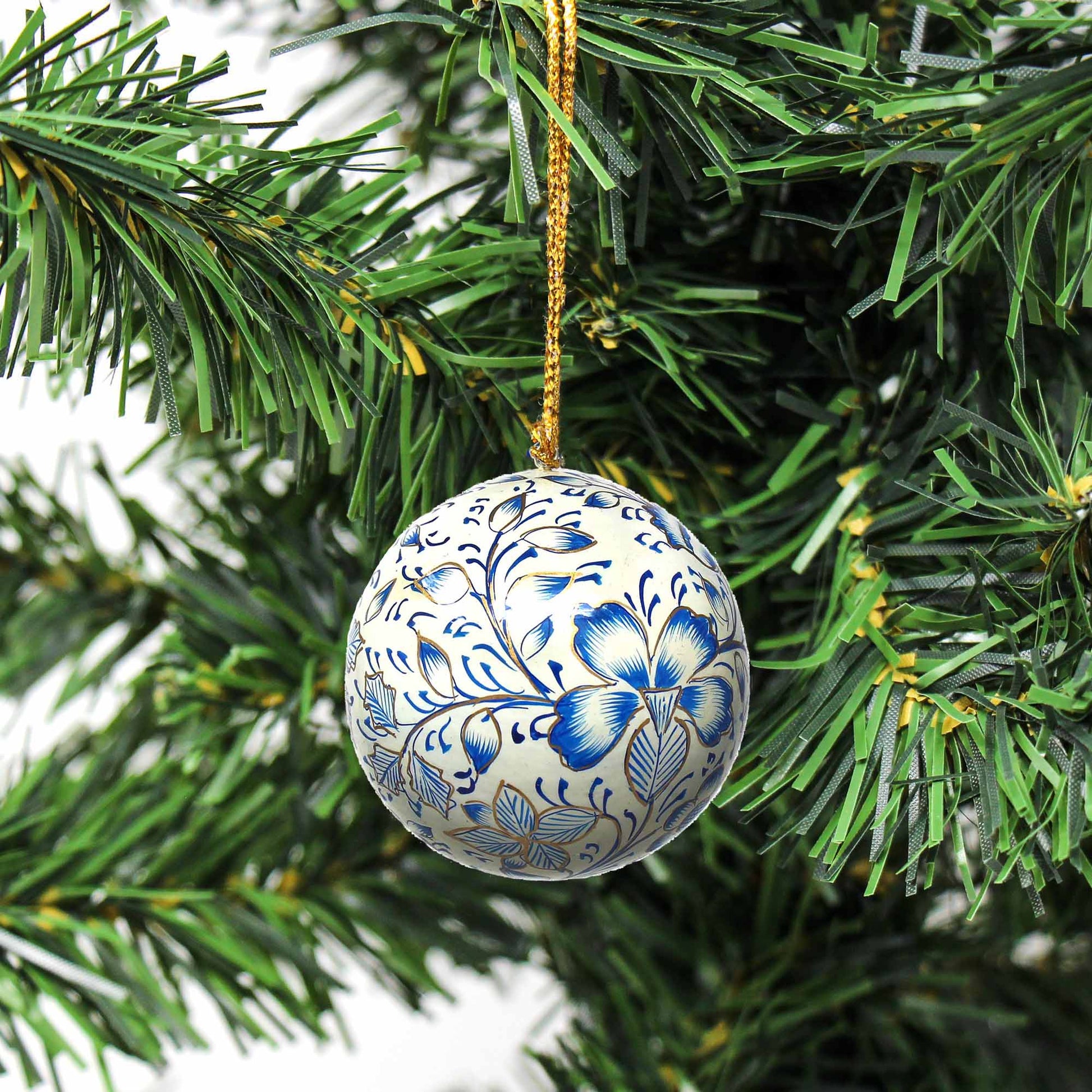 Handpainted Ornaments, Blue Floral - Pack of 3    Home Decor Supply | Online Retail | ShoreShopper.com