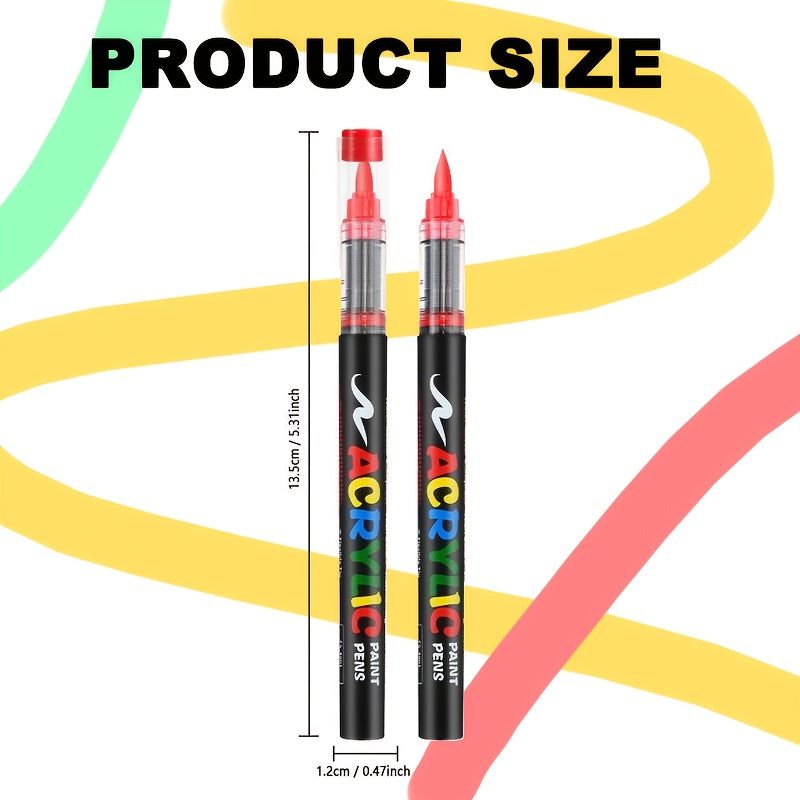 12/24/36/48/60/72Color Acrylic Paint Marker, Brush Head Can Be Used for Rock Metal Glass Wood Canvas Ceramic Plastic Art And DIY Hand-painting, Back to School Season Halloween Christmas Birthday Gifts - ShoreCo.Shop