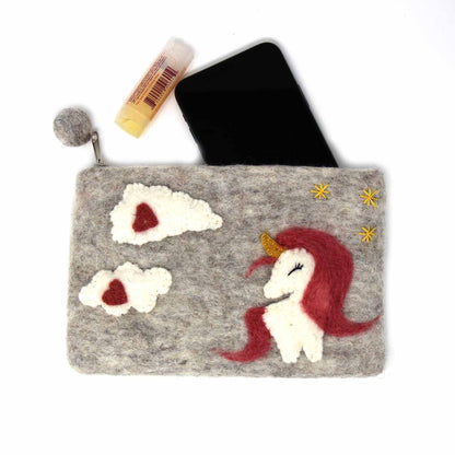 Hand Crafted Felt Unicorn Pouch    Home Decor Supply | Online Retail | ShoreShopper.com