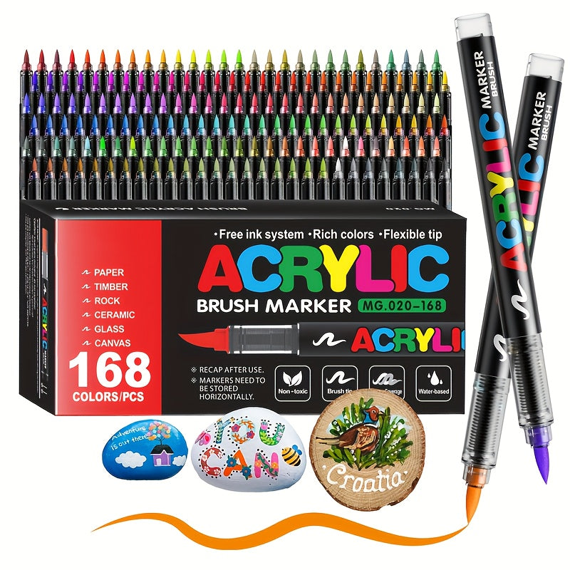 12/24/36/48/60/72Color Acrylic Paint Marker, Brush Head Can Be Used for Rock Metal Glass Wood Canvas Ceramic Plastic Art And DIY Hand-painting, Back to School Season Halloween Christmas Birthday Gifts - ShoreCo.Shop