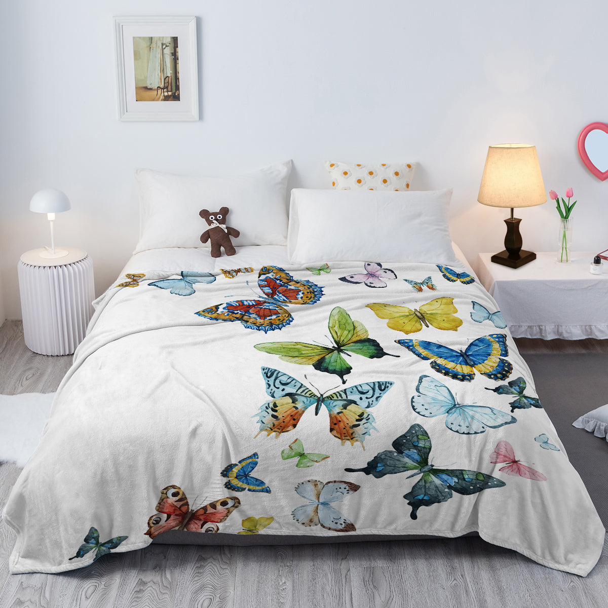 1pc Fresh Butterfly Pattern, Soft Printed Flannel Sofa Blanket, Comfortable And Warm For Home Use, Suitable For Bed, Sofa, Camping And Multi Scene Seasonal Use    Home Decor Supply | Online Retail | ShoreShopper.com