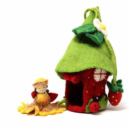Felted Strawberry Fairy House - Global Groove    Home Decor Supply | Online Retail | ShoreShopper.com