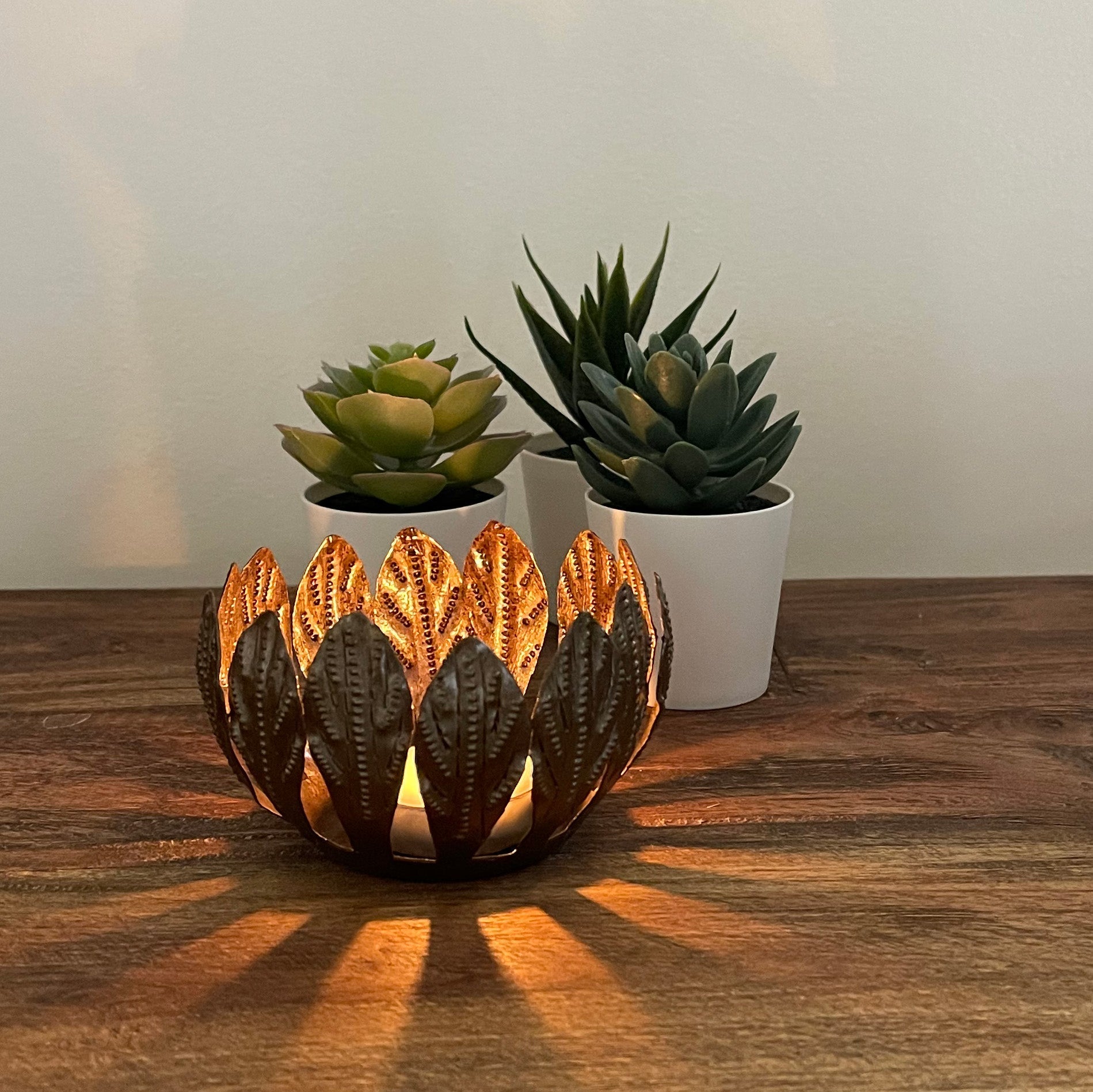 Decorative Drum Art Bowl or Votive, Mango Leaf    Home Decor Supply | Online Retail | ShoreShopper.com