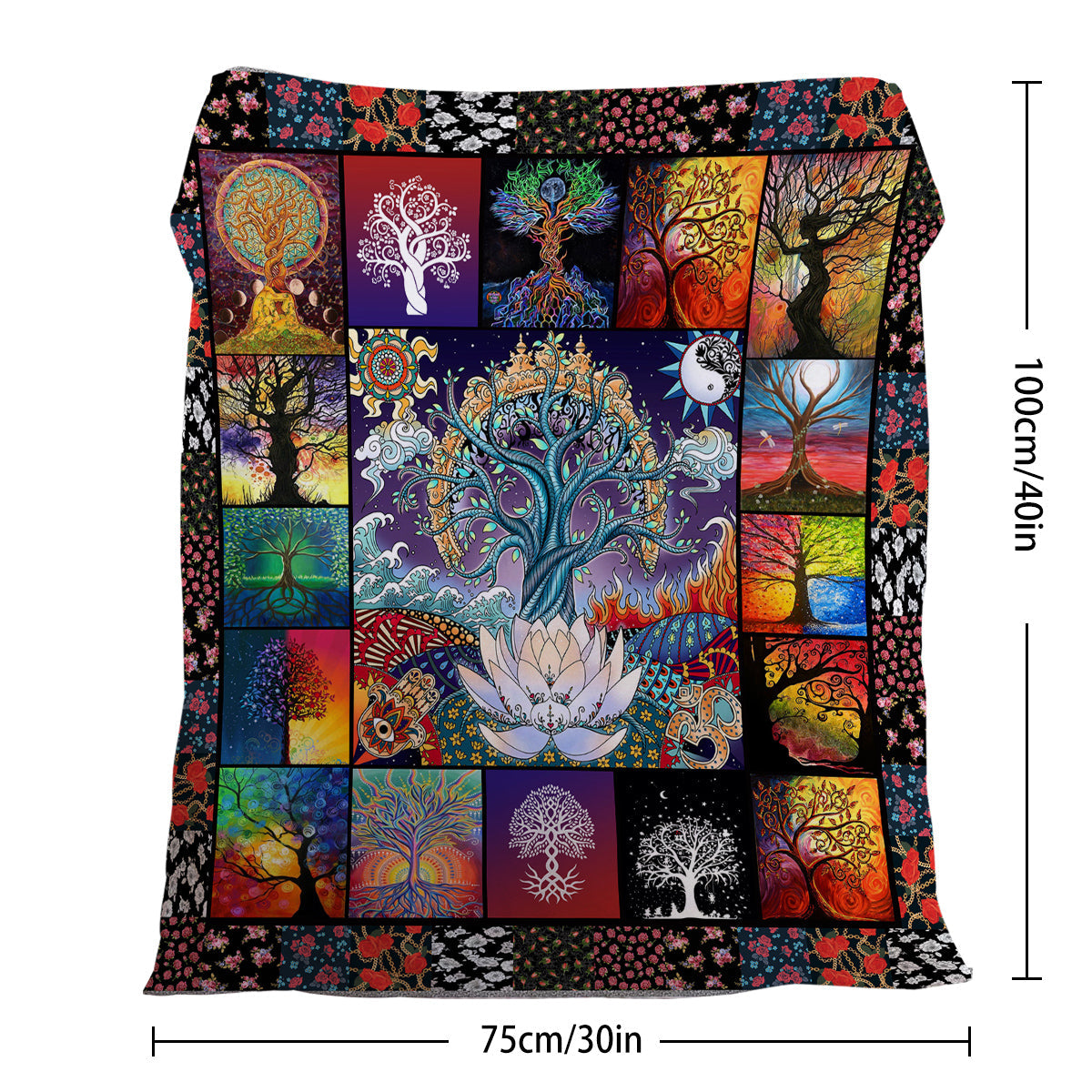 1 Pce Of Flannel With Various Lotus Tree Patterns, Soft And Fluffy, Multifunctional Outdoor Beach Camping, Living Room Sofa, Office Nap, Printed Blanket    Home Decor Supply | Online Retail | ShoreShopper.com