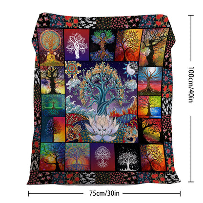 1 Pce Of Flannel With Various Lotus Tree Patterns, Soft And Fluffy, Multifunctional Outdoor Beach Camping, Living Room Sofa, Office Nap, Printed Blanket    Home Decor Supply | Online Retail | ShoreShopper.com