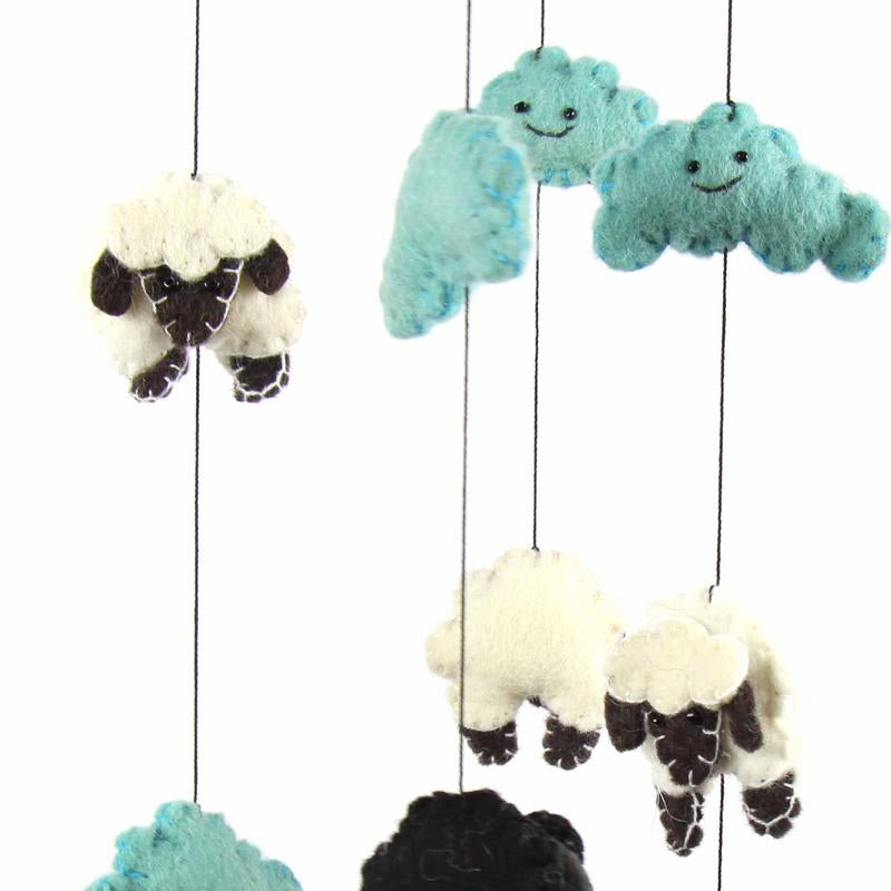 Blue Felt Counting Sheep Mobile - Global Groove    Home Decor Supply | Online Retail | ShoreShopper.com