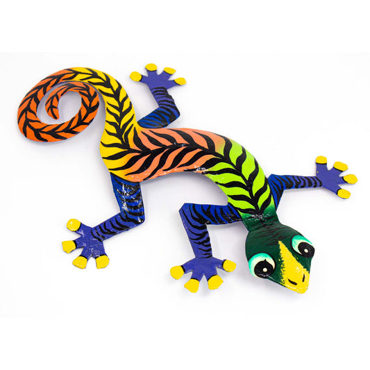 Colorful Gecko Haitian Steel Drum Wall Art, 13 inch Black Stipes    Home Decor Supply | Online Retail | ShoreShopper.com