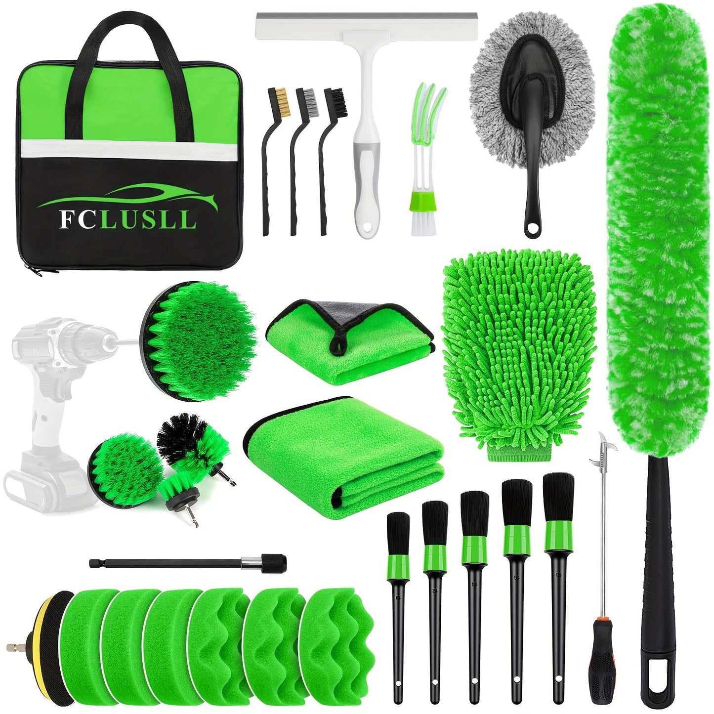 Car Full Interior & Exterior Cleaning Detailing Kit w/ Vacuum, Windshield Cleaner, Drill Brush Kit & More    Home Decor Supply | Online Retail | ShoreShopper.com