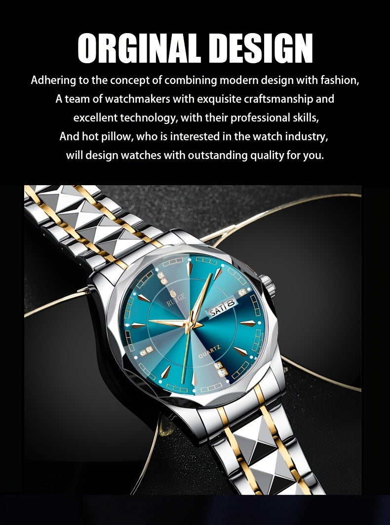 RUIGE Men's Watch Quartz Watch Luminous Stainless Steel Luxury Calendar Men's Chronograph Watch Timepiece Thanksgiving Day    Home Decor Supply | Online Retail | ShoreShopper.com