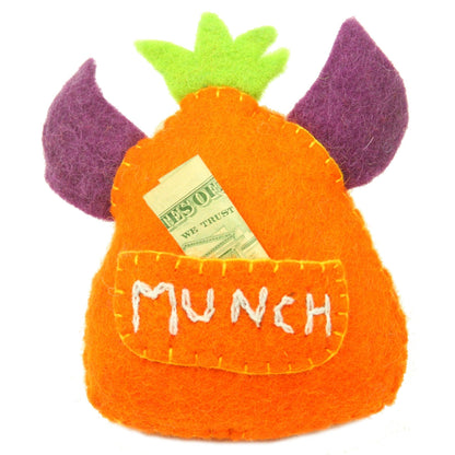 Hand Felted Orange Tooth Monster with Many Eyes - Global Groove    Home Decor Supply | Online Retail | ShoreShopper.com