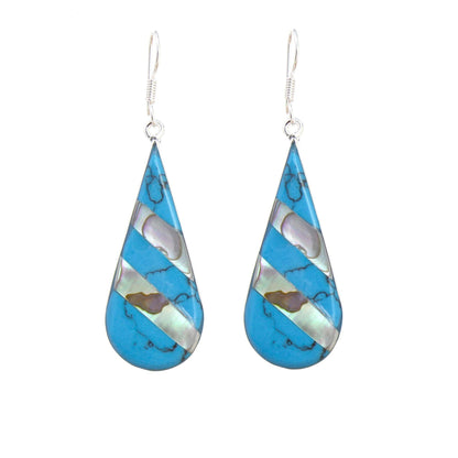 Abalone & Turquoise Striped Teardrop Earrings    Home Decor Supply | Online Retail | ShoreShopper.com