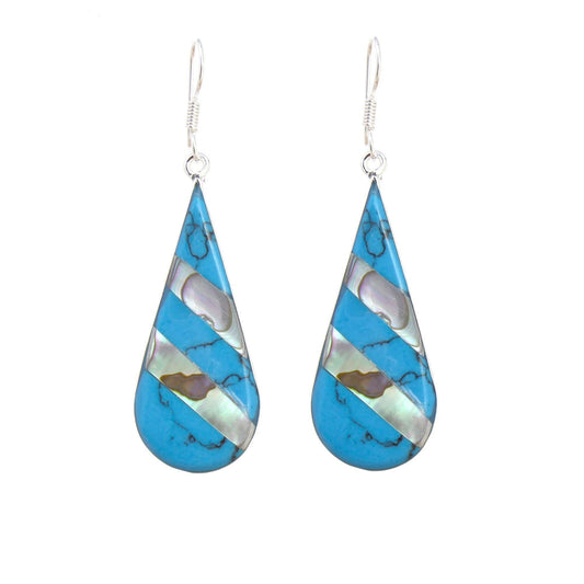 Abalone & Turquoise Striped Teardrop Earrings    Home Decor Supply | Online Retail | ShoreShopper.com