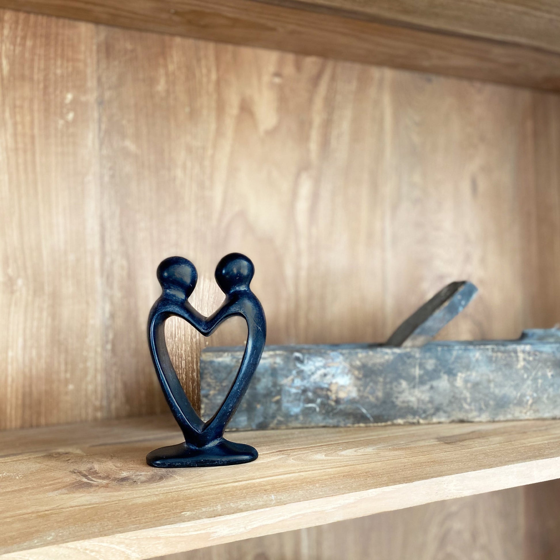 Handcrafted Soapstone Lover's Heart Sculpture in Black - Smolart    Home Decor Supply | Online Retail | ShoreShopper.com