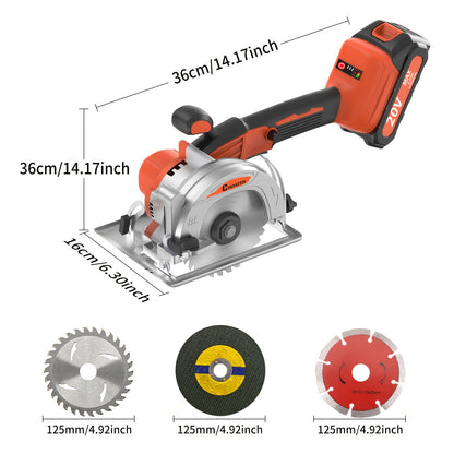 5-inch Brushless Circular Saw Kit - 20V Dual Smart Batteries And Battery Charger, Comes with 6 Saw Blades, Two Adjustable 45° Cutting Depths, Up to 6900 RPM - Ideal for Woodworking And Garden Projects.Christmas Gift, Shipped - ShoreCo.Shop