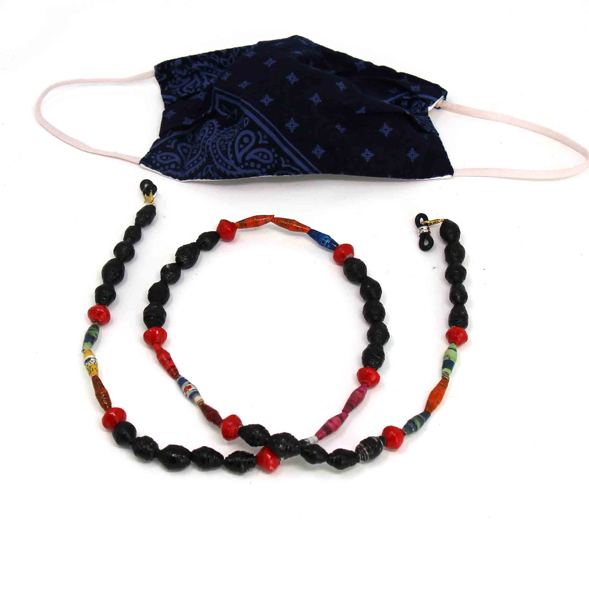 Face Mask/Eyeglass Paper Bead Chain, Black and Red    Home Decor Supply | Online Retail | ShoreShopper.com