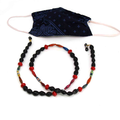 Face Mask/Eyeglass Paper Bead Chain, Black and Red    Home Decor Supply | Online Retail | ShoreShopper.com