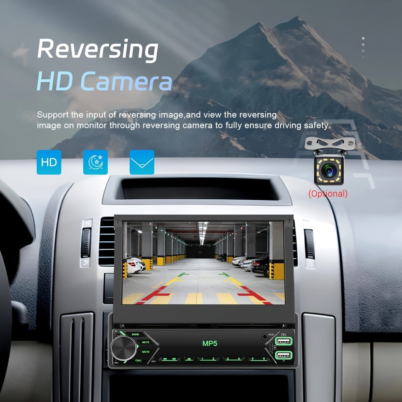 7" HD Retractable Touch Screen Car Stereo - Single Din MP5 Player with Mirror Link    Home Decor Supply | Online Retail | ShoreShopper.com