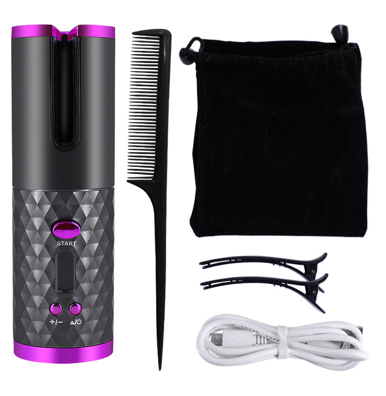 Rechargeable Automatic Hair Curler Women Portable Hair Curling Iron LCD Display Ceramic Curly Rotating Curling Wave Styer - ShoreCo.Shop