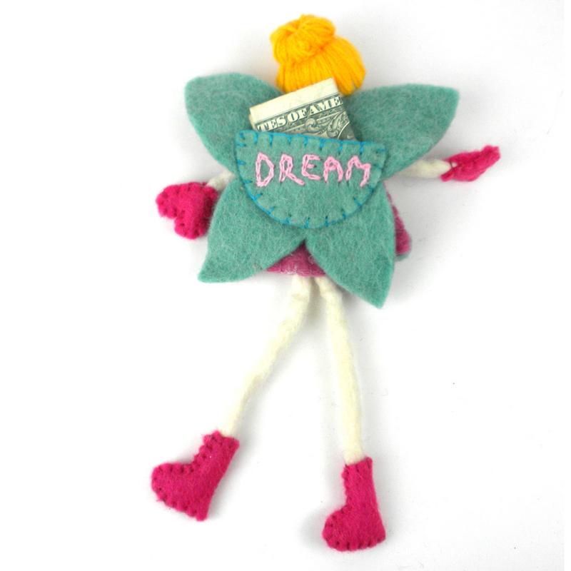 Hand Felted Tooth Fairy Pillow - Blonde with Pink Dress - Global Groove    Home Decor Supply | Online Retail | ShoreShopper.com