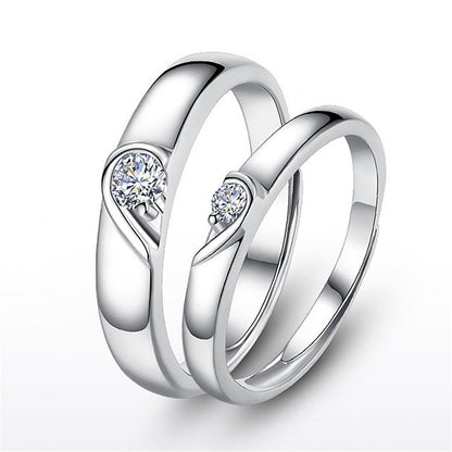 Silver heart diamond ring couple love wedding ring engagement diamond ring men and women marriage wedding heart    Home Decor Supply | Online Retail | ShoreShopper.com