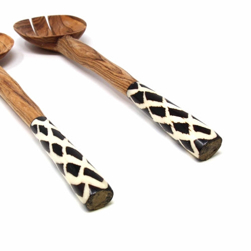 Olive Serving Set with Bone Handles 11 inch    Home Decor Supply | Online Retail | ShoreShopper.com